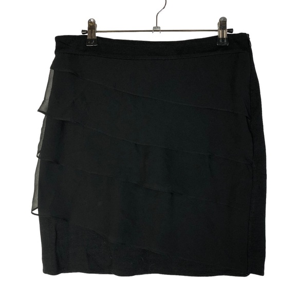 Ann Taylor Black Chiffon Tiered Mini Skirt 4 - Picture 1 of 3